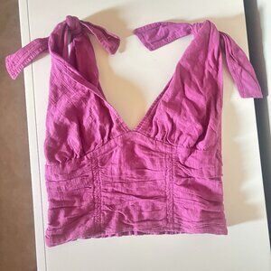 Free People tie-shoulder crop top Size M - fuchsia pink